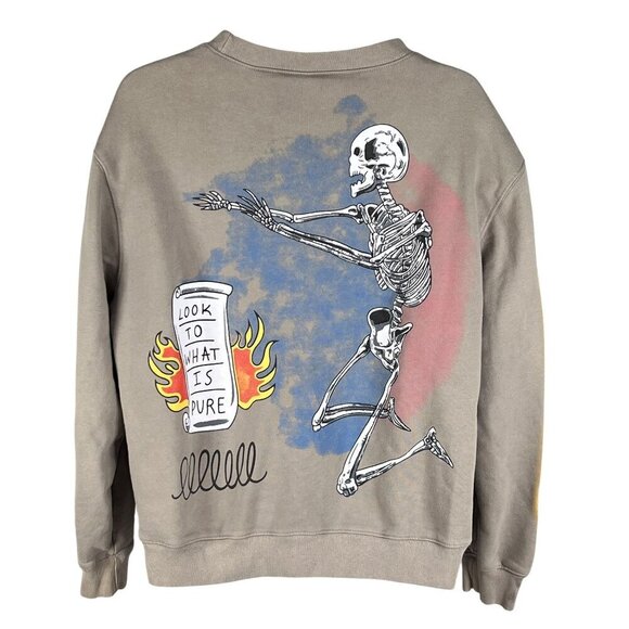 Street Wear Graphic Sweatshirt L Bird Skeleton Skater Uplifting Graffiti Hip Hop - Picture 2 of 15